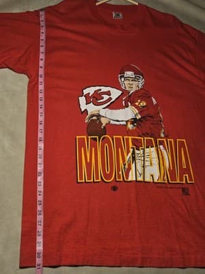 Vintage 90s Joe Montana Kansas City Chiefs T-Shirt Men's XL Fruit of the Loom US - Thumbnail 8