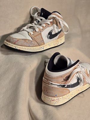 Air Jordans Multicolor Suede and Canvas Jordan 1 Mid SE Brushstroke Sneakers... - Thumbnail 2