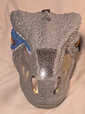Jurassic World Dinosaur Mask Lot of 2 - T-Rex & Blue Raptor - WORKS, Mattel - Thumbnail 6