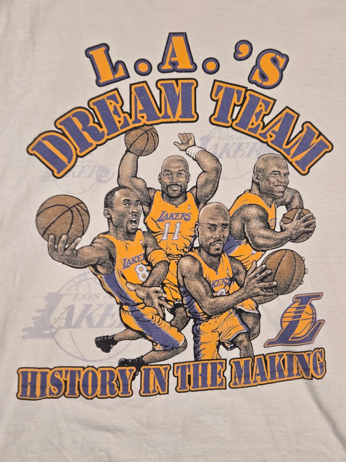 Vintage 2003 2004 LA Lakers History In The Making T-Shirt L Kobe Shaq NBA 00s - Thumbnail 3