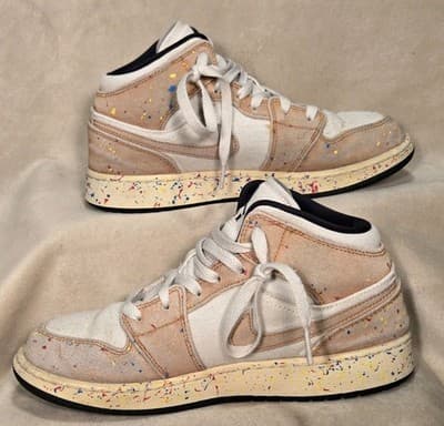 Air Jordans Multicolor Suede and Canvas Jordan 1 Mid SE Brushstroke Sneakers... - Thumbnail 5