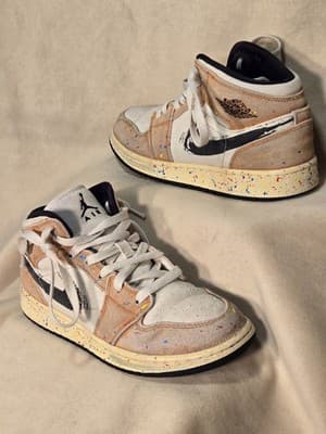 Air Jordans Multicolor Suede and Canvas Jordan 1 Mid SE Brushstroke Sneakers... - Thumbnail 3