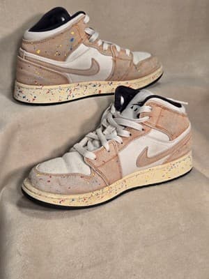 Air Jordans Multicolor Suede and Canvas Jordan 1 Mid SE Brushstroke Sneakers... - Thumbnail 6