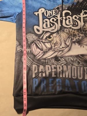One Last Cast Papermouth Predator Fishing Hoodie Large Crappie Water Resistant - Thumbnail 4