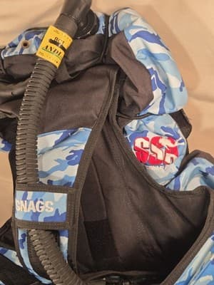 ​Vintage Snags BCD Blue Camo + SCBA Storage Bag - AS-IS REPAIR - ANDI/SSA Scuba - Thumbnail 4