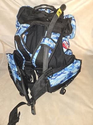 ​Vintage Snags BCD Blue Camo + SCBA Storage Bag - AS-IS REPAIR - ANDI/SSA Scuba - Thumbnail 2