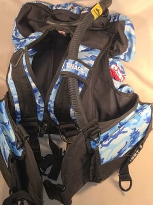 ​Vintage Snags BCD Blue Camo + SCBA Storage Bag - AS-IS REPAIR - ANDI/SSA Scuba - Thumbnail 3