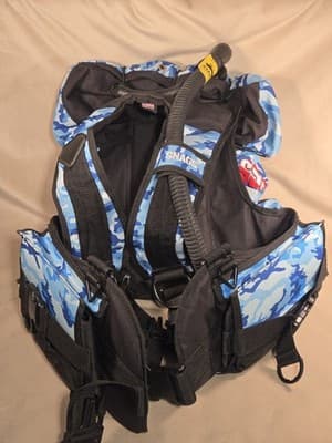 ​Vintage Snags BCD Blue Camo + SCBA Storage Bag - AS-IS REPAIR - ANDI/SSA Scuba - Thumbnail 6