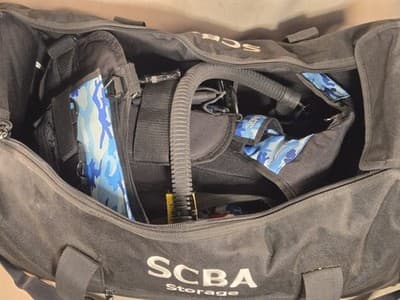 ​Vintage Snags BCD Blue Camo + SCBA Storage Bag - AS-IS REPAIR - ANDI/SSA Scuba - Thumbnail 19