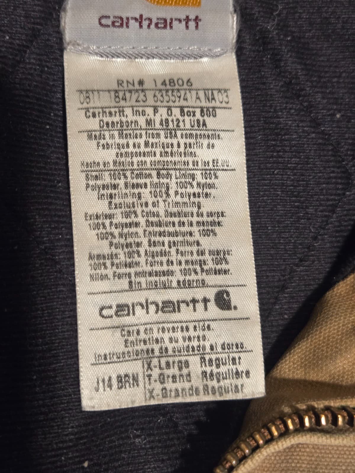 Vintage Carhartt J14 BRN Santa Fe Jacket Brown Duck Canvas Quilt Lined XL - Thumbnail 6