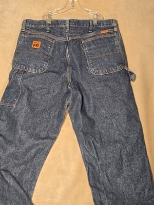 Wrangler Riggs FR Carpenter Jeans Mens 38x34 Indigo Blue Flame Resistant FR3W020 - Image 1