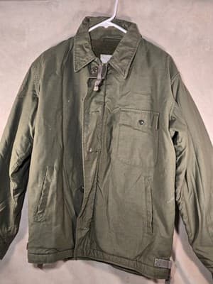 Vintage 1985 USN A-2 Deck Jacket Stenciled US Navy Military Coat Large 42-44 USA - Image 1