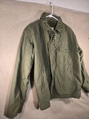 Vintage 1985 USN A-2 Deck Jacket Stenciled US Navy Military Coat Large 42-44 USA - Thumbnail 2