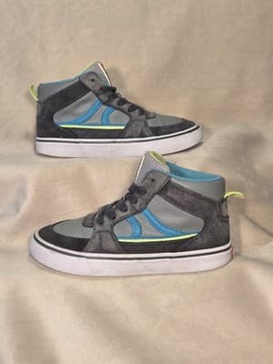 Air Walk Shoes High Top Boys Gray Leather Suede Green Lace Up Sneakers 3y - Thumbnail 3