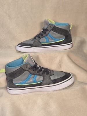 Air Walk Shoes High Top Boys Gray Leather Suede Green Lace Up Sneakers 3y - Thumbnail 4