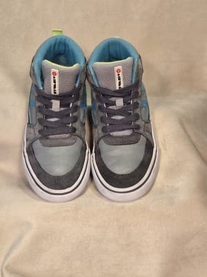 Air Walk Shoes High Top Boys Gray Leather Suede Green Lace Up Sneakers 3y - Thumbnail 7