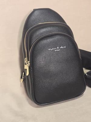 INICAT Small Sling Bag Crossbody Vegan Leather Fanny Pack CARBON BLACK - Image 1