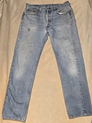 Vtg 90s Levi’s 501xx Button Fly Jeans Made in USA | Light Wash 36x36 (Fits 35x34 - Image 1