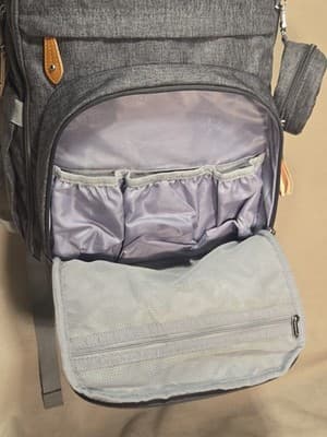 BabbleRoo Diaper Bag Backpack - Multi function Waterproof Diaper Bag, Dark Gray - Thumbnail 5