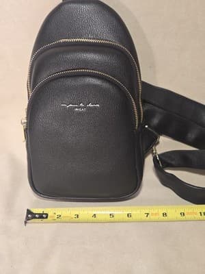 INICAT Small Sling Bag Crossbody Vegan Leather Fanny Pack CARBON BLACK - Thumbnail 10