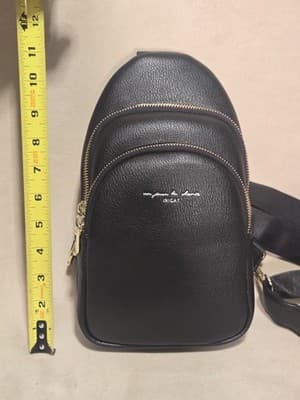 INICAT Small Sling Bag Crossbody Vegan Leather Fanny Pack CARBON BLACK - Thumbnail 9