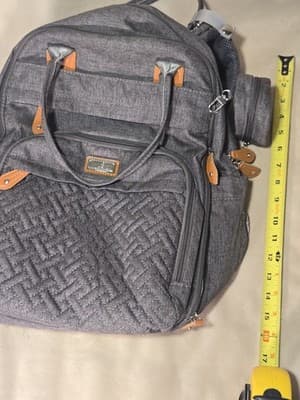 BabbleRoo Diaper Bag Backpack - Multi function Waterproof Diaper Bag, Dark Gray - Thumbnail 16