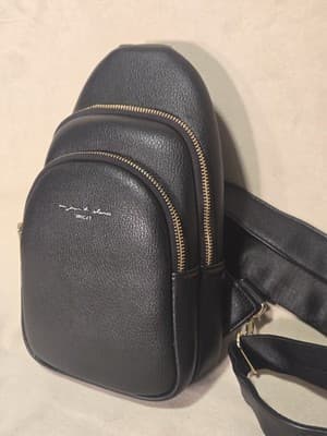 INICAT Small Sling Bag Crossbody Vegan Leather Fanny Pack CARBON BLACK - Thumbnail 8