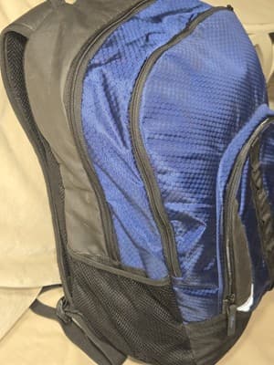 Reebok Trainer Backpack Logo Blue Black Laptop Compartment Padded - Thumbnail 4