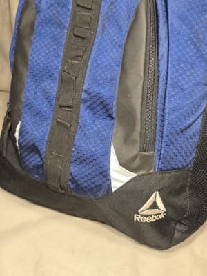 Reebok Trainer Backpack Logo Blue Black Laptop Compartment Padded - Thumbnail 2