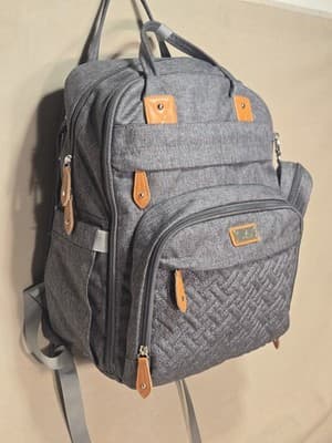 BabbleRoo Diaper Bag Backpack - Multi function Waterproof Diaper Bag, Dark Gray - Thumbnail 3