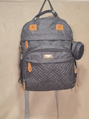 BabbleRoo Diaper Bag Backpack - Multi function Waterproof Diaper Bag, Dark Gray - Thumbnail 2