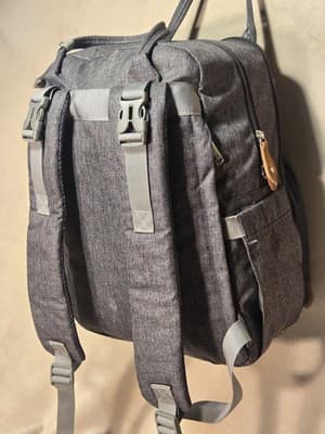 BabbleRoo Diaper Bag Backpack - Multi function Waterproof Diaper Bag, Dark Gray - Thumbnail 9