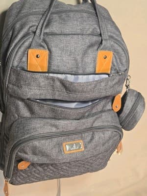 BabbleRoo Diaper Bag Backpack - Multi function Waterproof Diaper Bag, Dark Gray - Thumbnail 6