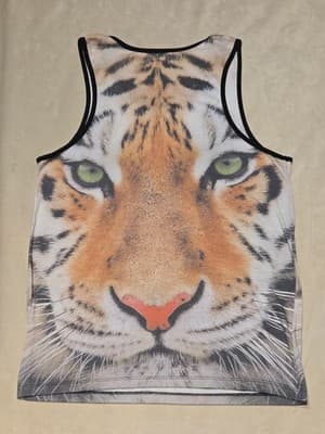 Siberian Tiger Face AOP Tank Top | Carbon Made in USA | Mens Size L - Thumbnail 3