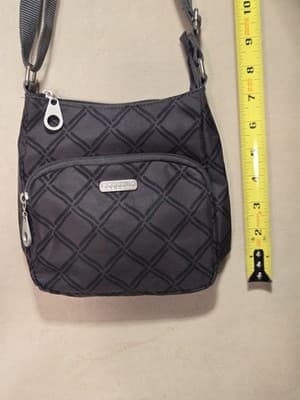 Baggallini Crossbody Purse Bag Travel Black & Dark Gray Geometric Print Small - Thumbnail 7