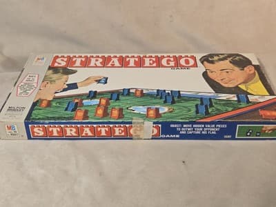 Vintage 1963 Stratego Board Game Milton Bradley #4916 Classic Father & Son Art - Thumbnail 2