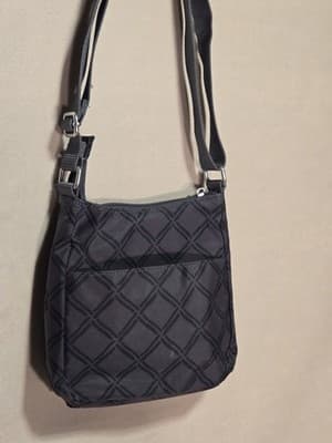 Baggallini Crossbody Purse Bag Travel Black & Dark Gray Geometric Print Small - Thumbnail 6