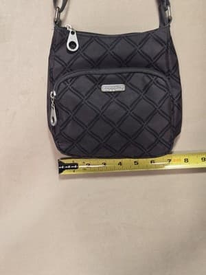 Baggallini Crossbody Purse Bag Travel Black & Dark Gray Geometric Print Small - Thumbnail 8