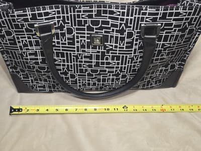 Diane Von Furstenberg Shoulder Bag Tote Monogram Canvas Leather Satchel - Thumbnail 8