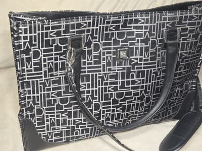 Diane Von Furstenberg Shoulder Bag Tote Monogram Canvas Leather Satchel - Thumbnail 3