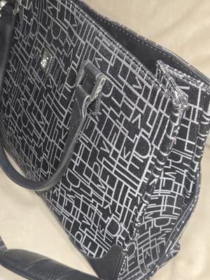 Diane Von Furstenberg Shoulder Bag Tote Monogram Canvas Leather Satchel - Thumbnail 4