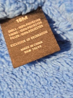 SNOZU Size 18M Pastel Quilted Puffer Snowsuit One Piece Blue Fleece Lined Infant - Thumbnail 6
