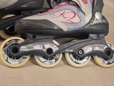 Used K2 Athena T Nine Women's Inline Skates Gray Pink Cancer Ribbon ABEC 5 - Thumbnail 2