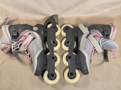 Used K2 Athena T Nine Women's Inline Skates Gray Pink Cancer Ribbon ABEC 5 - Thumbnail 3