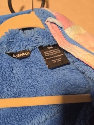 SNOZU Size 18M Pastel Quilted Puffer Snowsuit One Piece Blue Fleece Lined Infant - Thumbnail 3