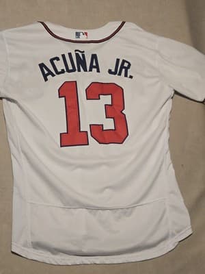 Ronald Acuna Jr Atlanta Braves Jersey Nike Authentic Collection White Size 48... - Thumbnail 8