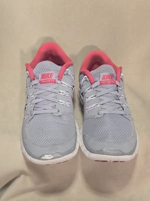 Nike Free 5.0 Womens 7.5 Athletic Running Sneaker Grey Pink Lace-Up Shoes - Thumbnail 7