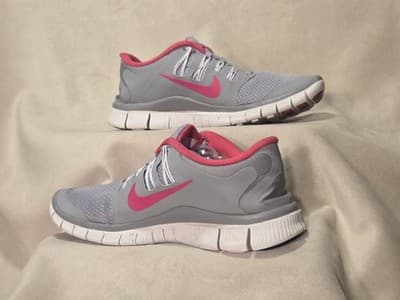 Nike Free 5.0 Womens 7.5 Athletic Running Sneaker Grey Pink Lace-Up Shoes - Thumbnail 4