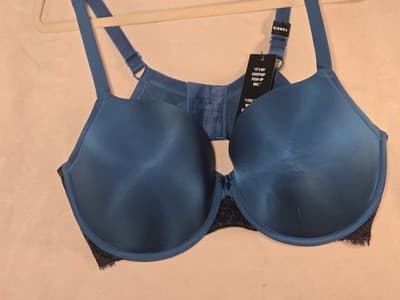 Torrid XO Push-Up Lace Bra 42DDD Blue Plunge Underwire 360 Back Smoothing Sexy - Image 1