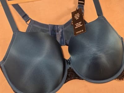 Torrid XO Push-Up Lace Bra 42DDD Blue Plunge Underwire 360 Back Smoothing Sexy - Thumbnail 2
